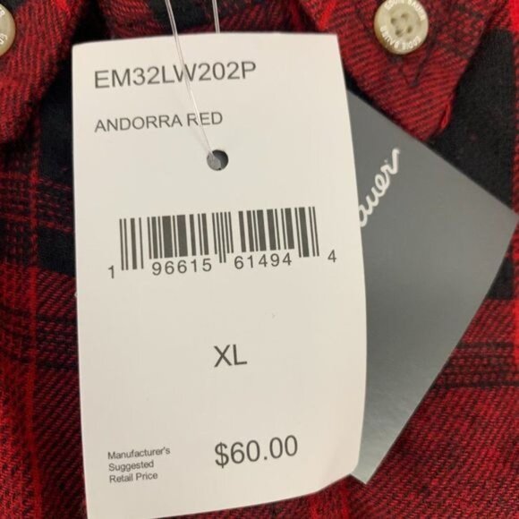 Eddie Bauer Mens XL Red & Black Plaid 100% Cotton Button-Down Shirt - Picture 4 of 10